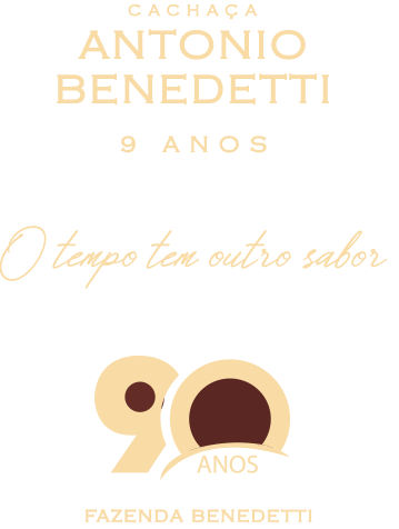 Cachaça Antonio Benedetti em homenagem aos 90 anos da Fazenda.